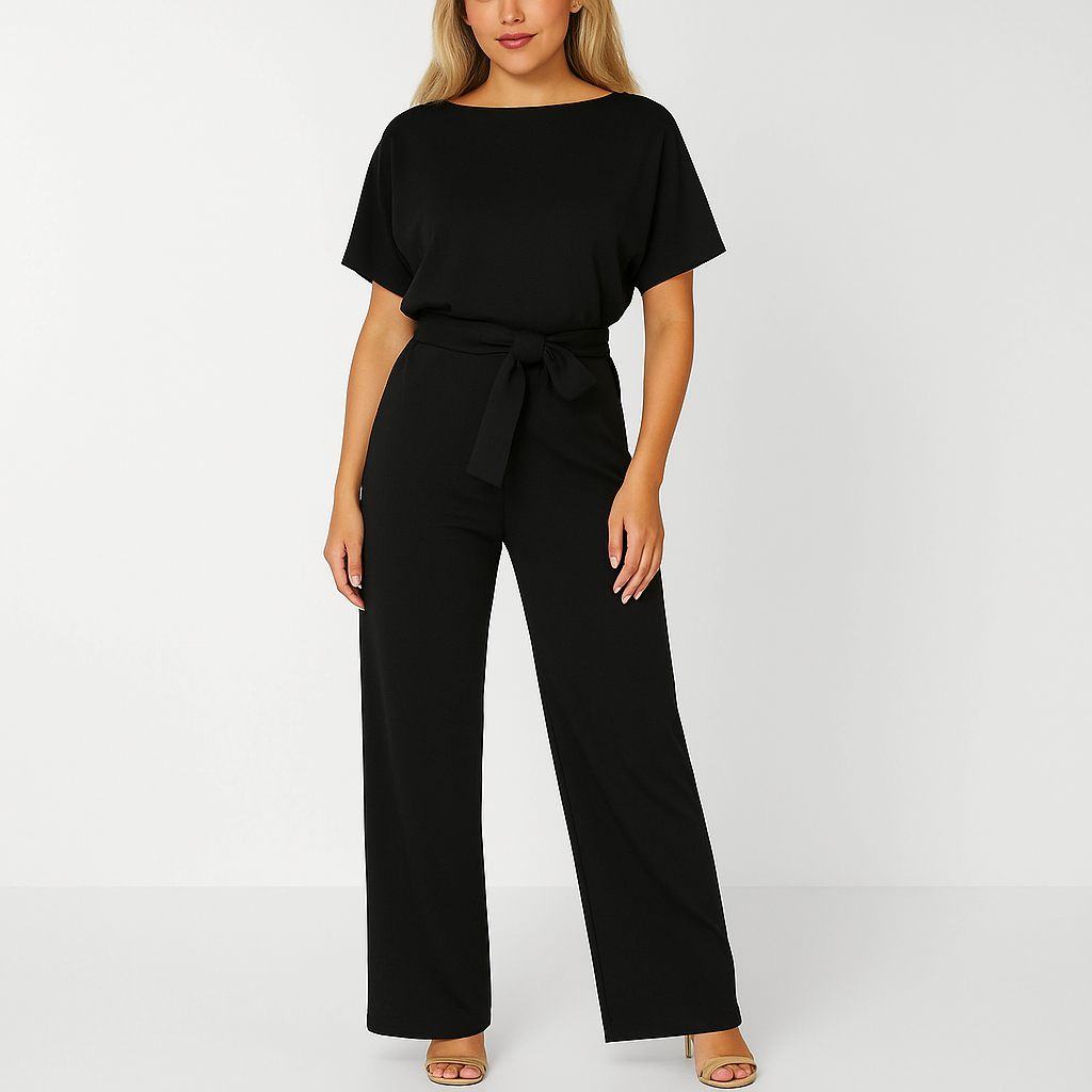 Andrea – Elva Krawatten-Gürtel Overall für Damen Schwarz