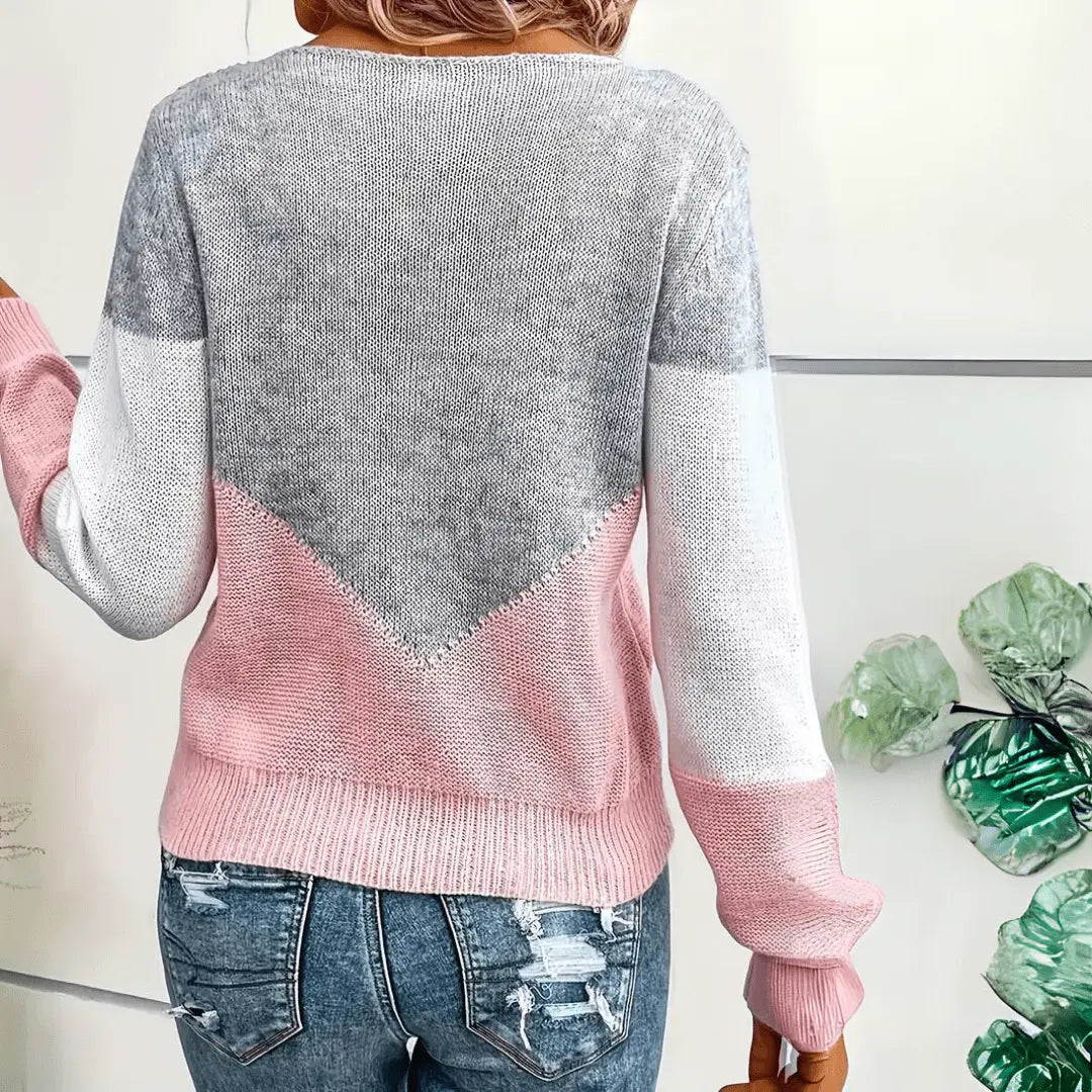 Angela - Lässiger vorbereiteter Pullover für Frauen Rosa