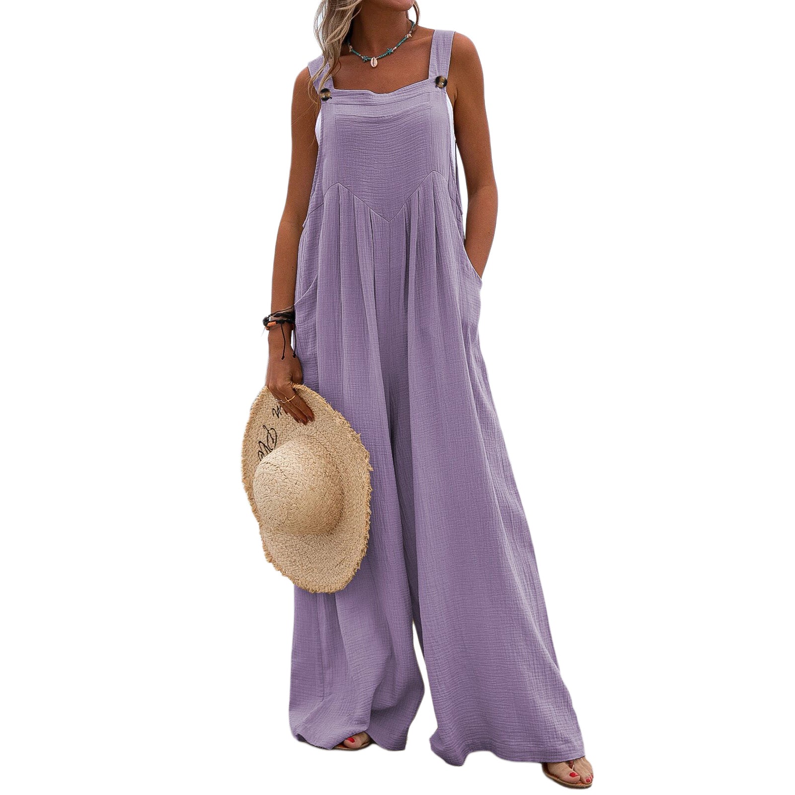 Ariane - Damen Overall mit weitem Bein Sommer Lila