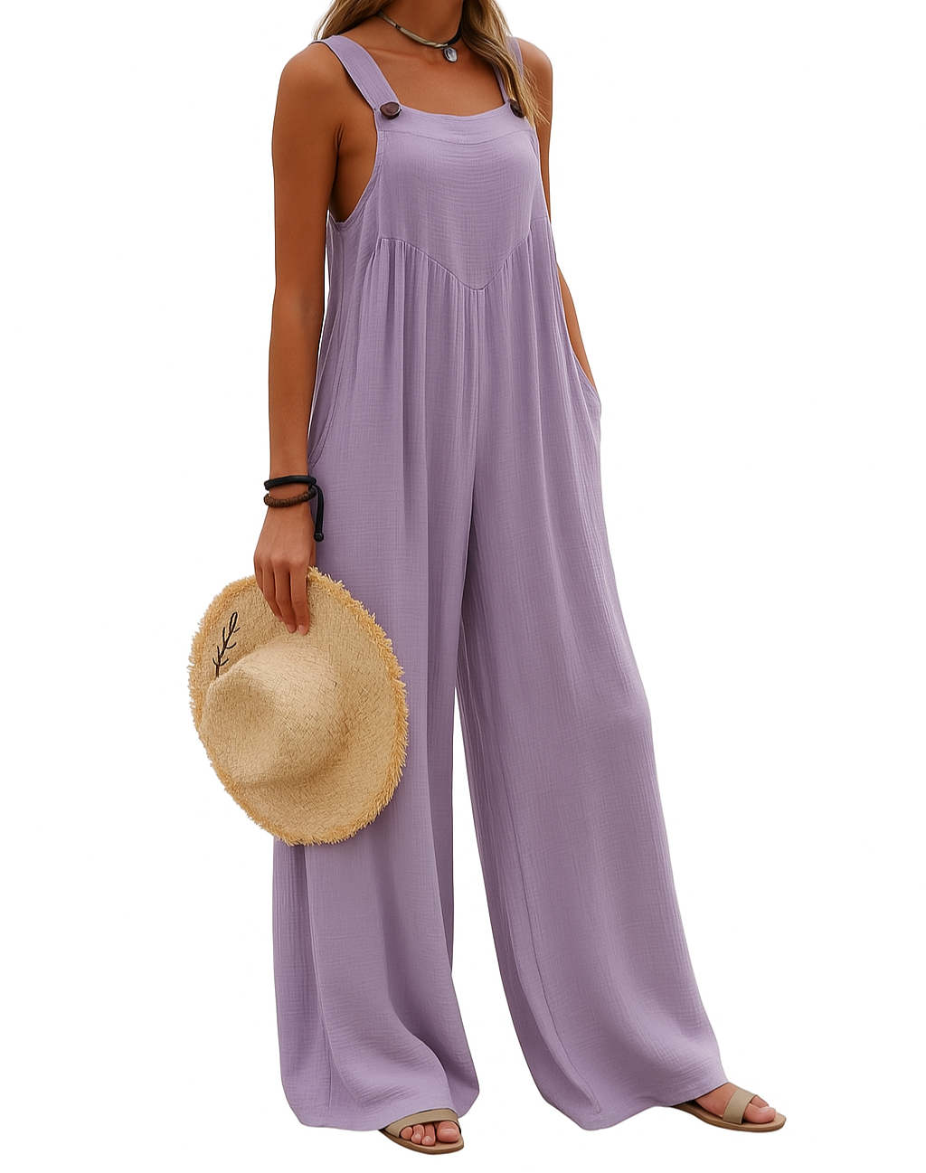 Ariane - Damen Overall mit weitem Bein Sommer Lila 2