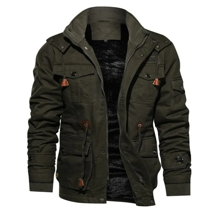 Aribert - Stylische Cargojacke mit Kapuze für Herren Armeegrün