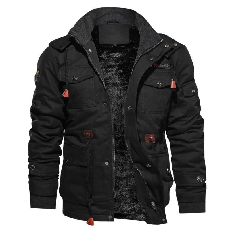 Aribert - Stylische Cargojacke mit Kapuze für Herren Schwarz