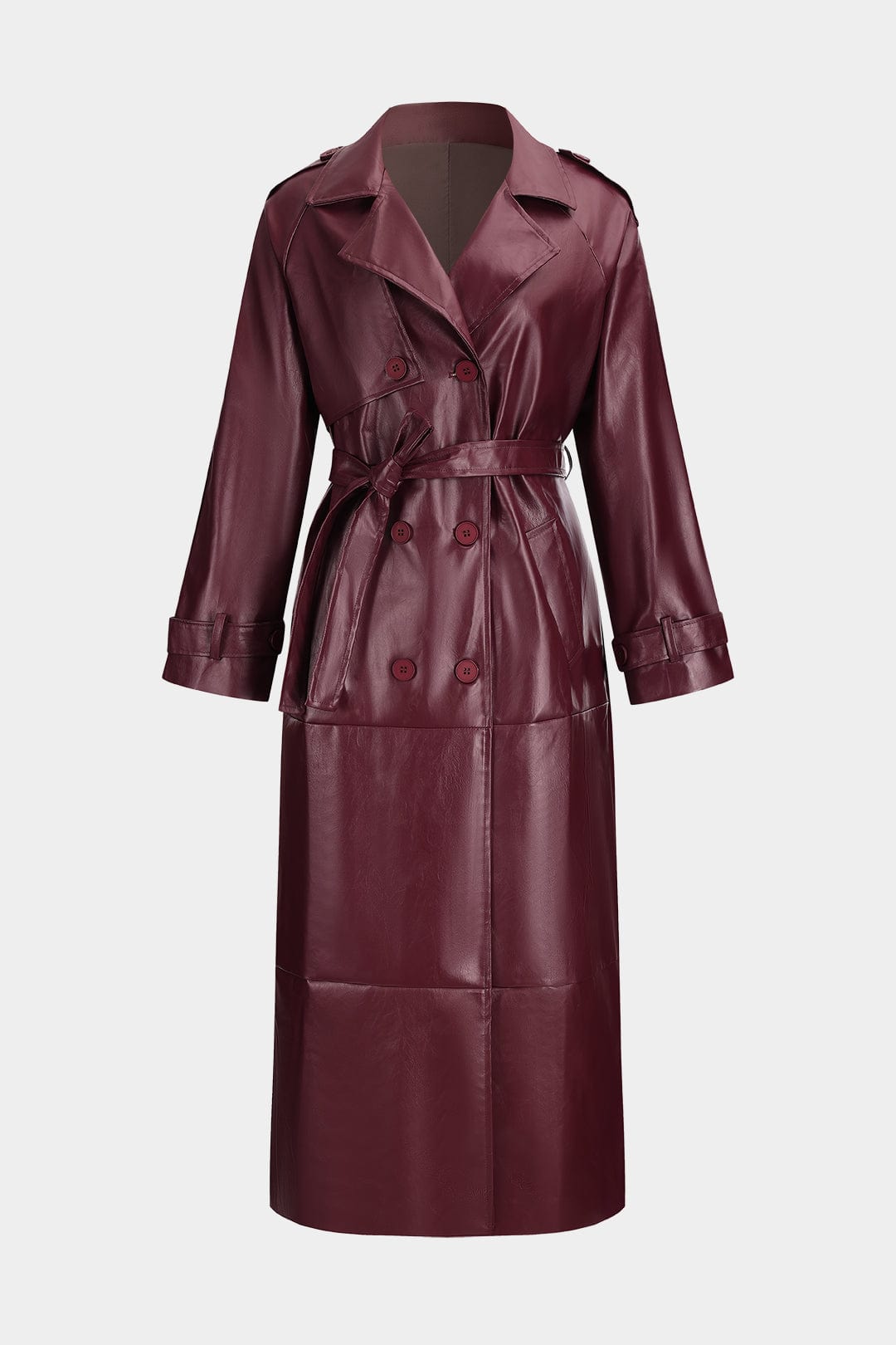 Babette - Kunstleder Trenchcoat Elegante Modernes Design Bordeauxrot