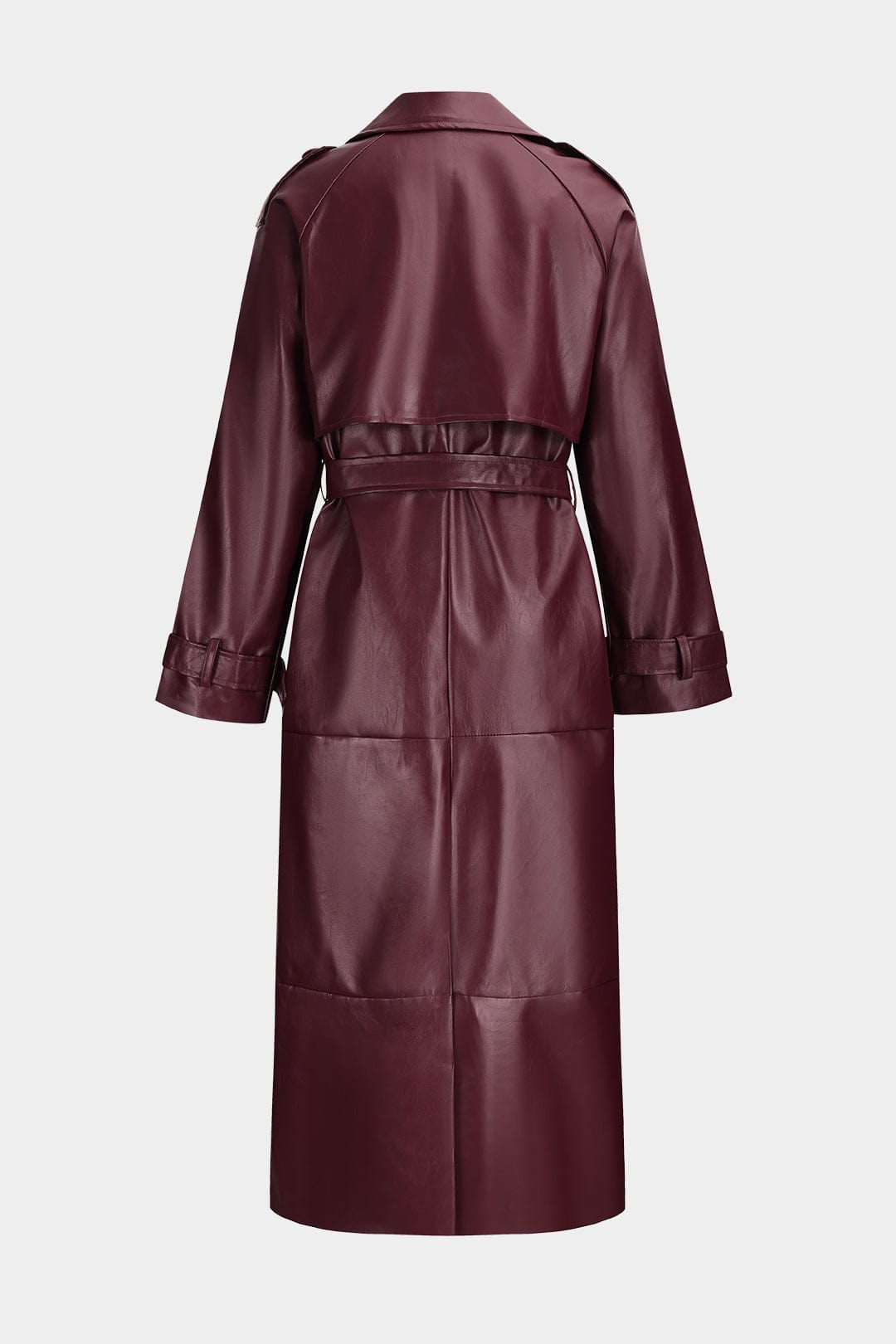 Babette - Kunstleder Trenchcoat Elegante Modernes Design Bordeauxrot