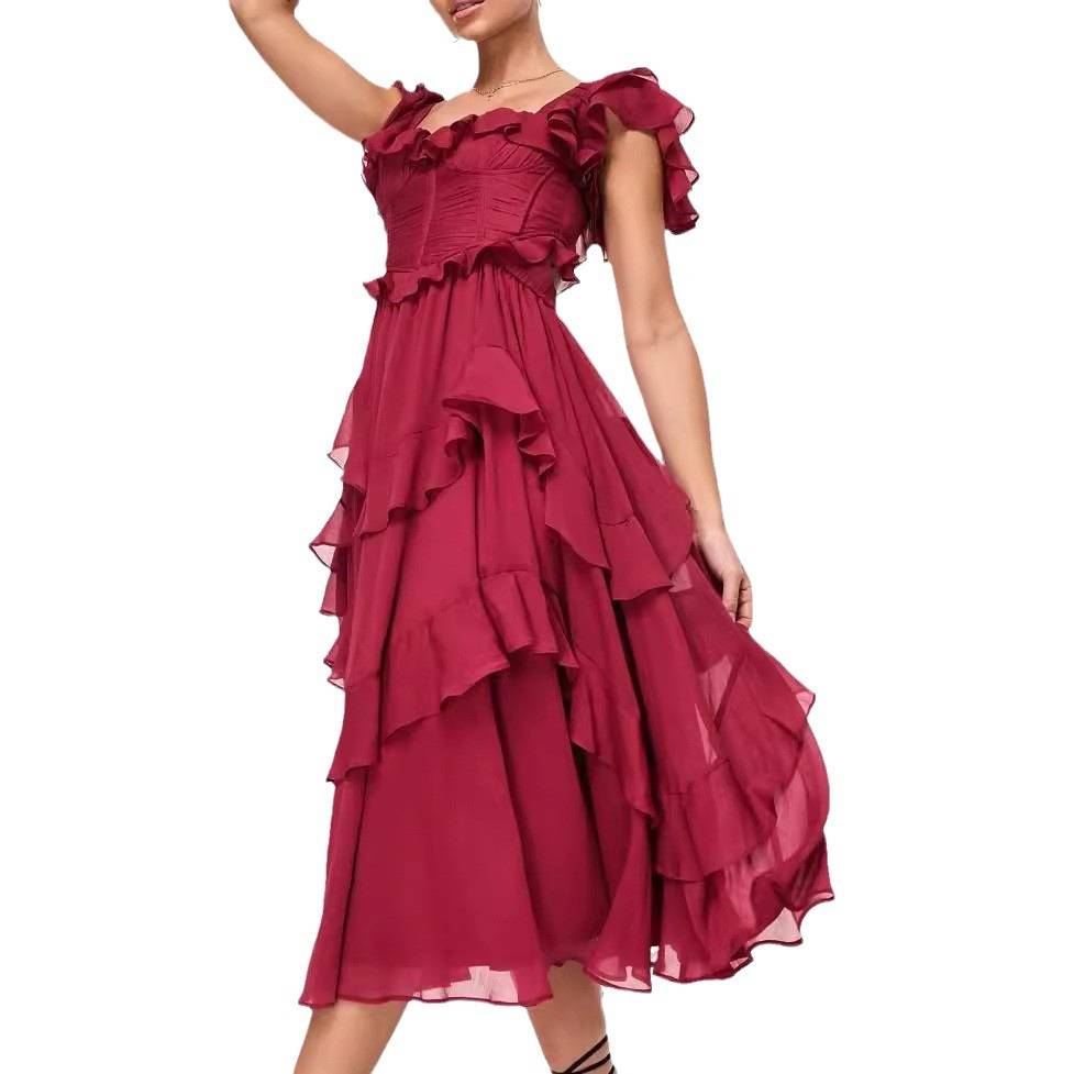 Bairika - Kleid mit Rüschendetails Rot 2