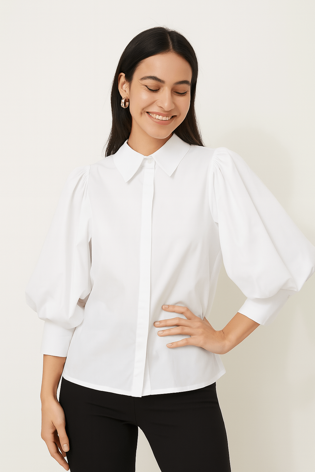 Balbina- Francien Bluse gestreift mit Puffärmeln 3