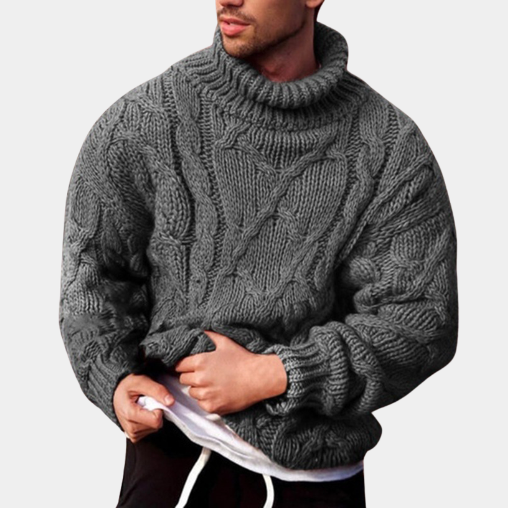 Bartho – Chunky Rollkragen-Strickpullover für Herren  Grau
