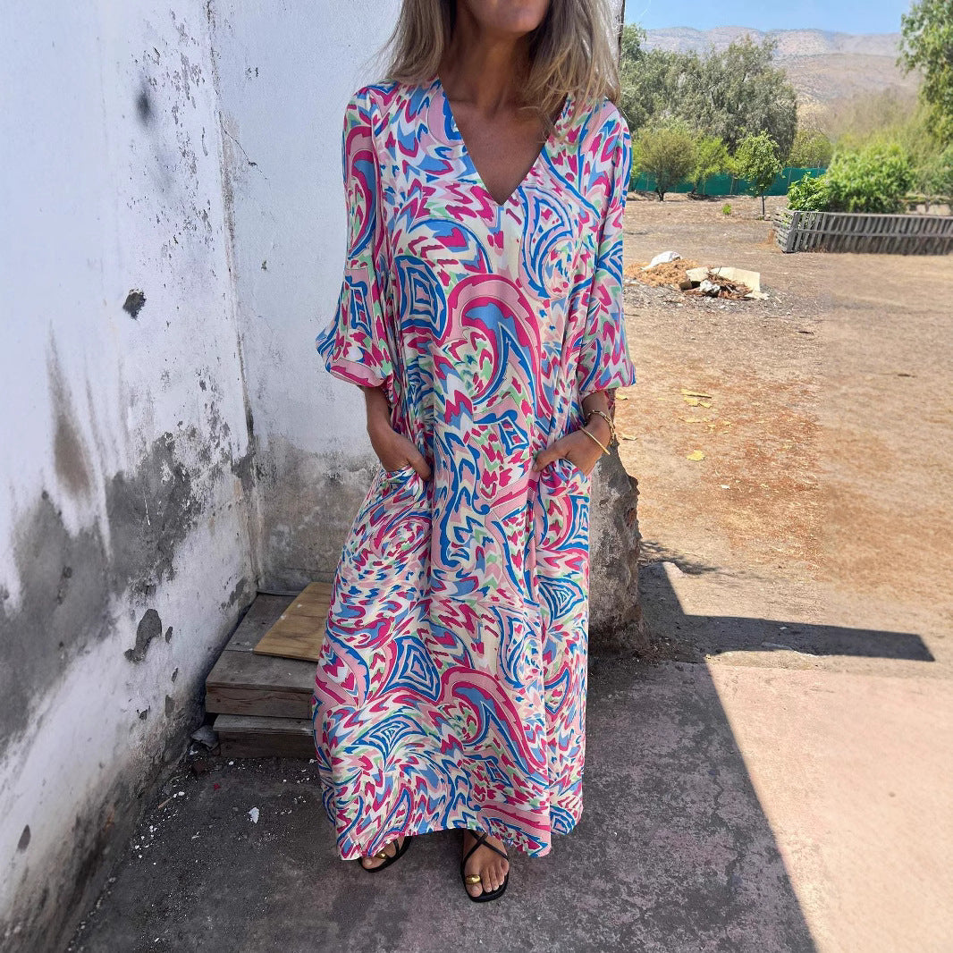Beatrix- Damen Maxi Kleid im trendigen Boho Style Lila