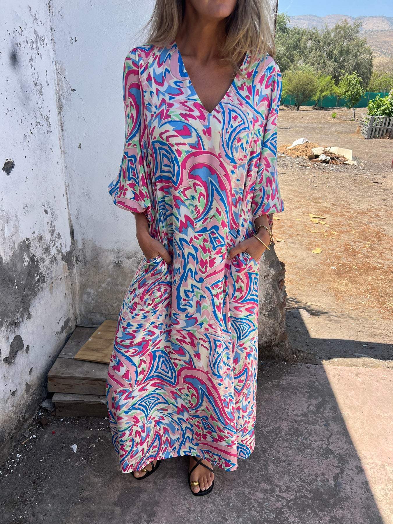 Beatrix- Damen Maxi Kleid im trendigen Boho Style Lila 2