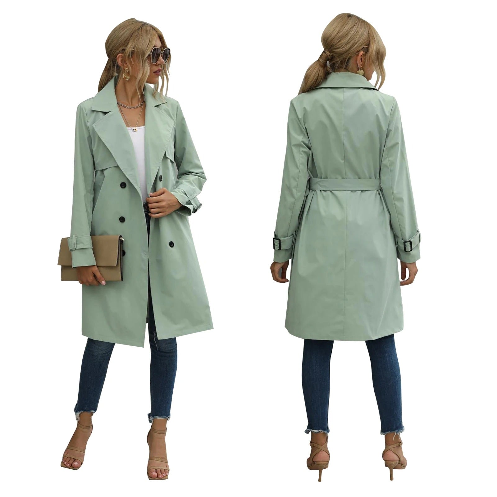 Anja – Beiger Trenchcoat mit tailliertem Schnitt