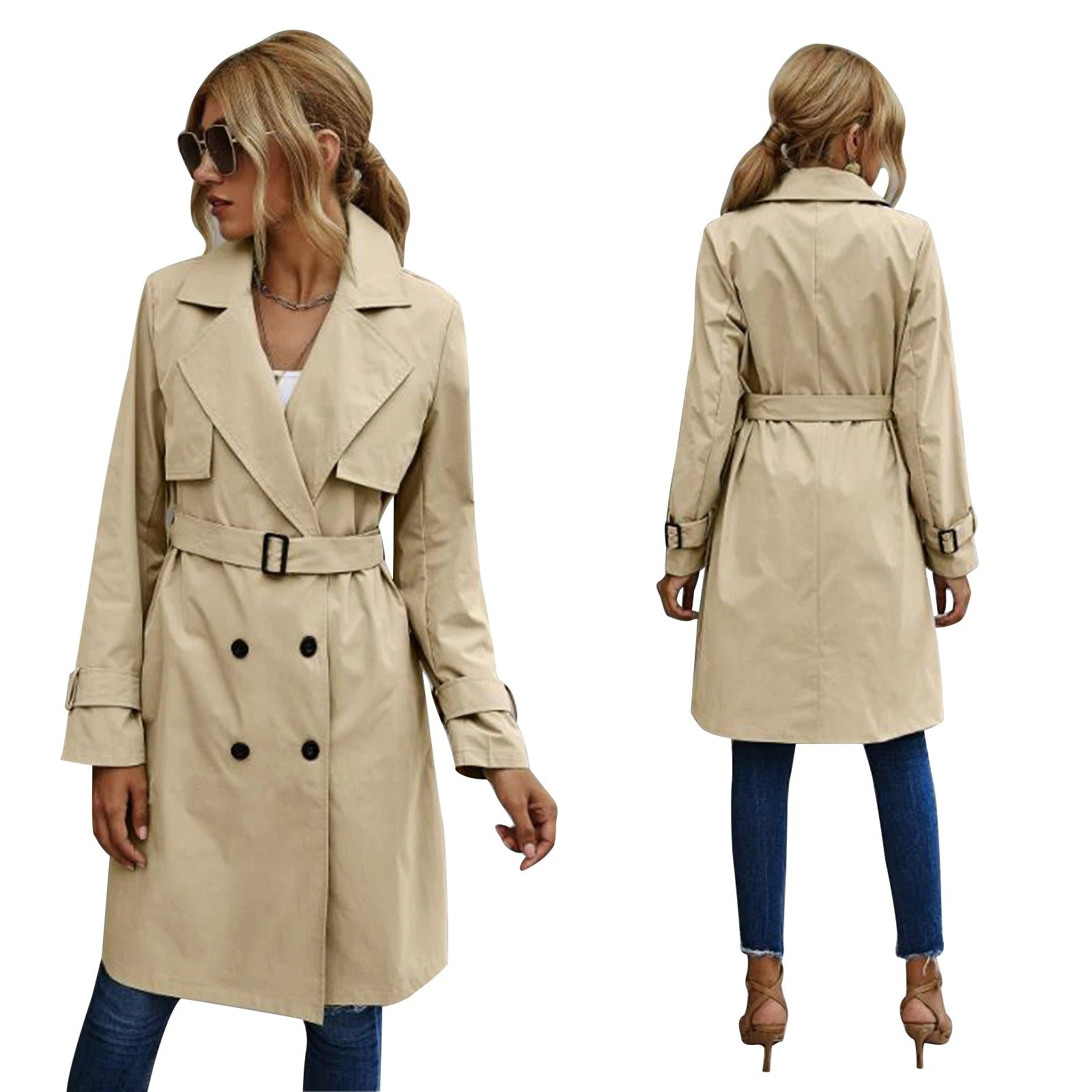 Anja – Beiger Trenchcoat mit tailliertem Schnitt