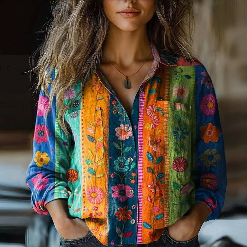 Bella – Vintage Bluse Damen Blumenmuster Elegant Romantisch 1