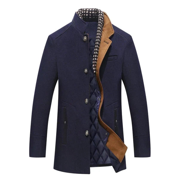 Benediktus – Eleganter Winter Wollmantel für Herren Blau