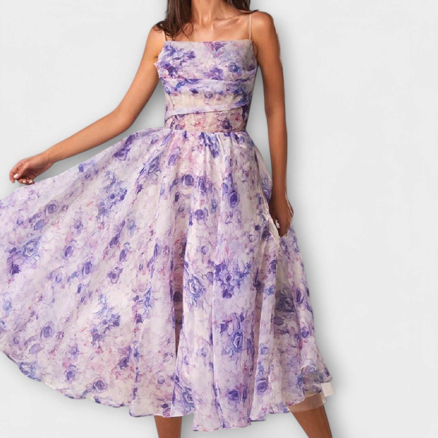 Bergette - Elegantes Chiffon Midikleid Lila