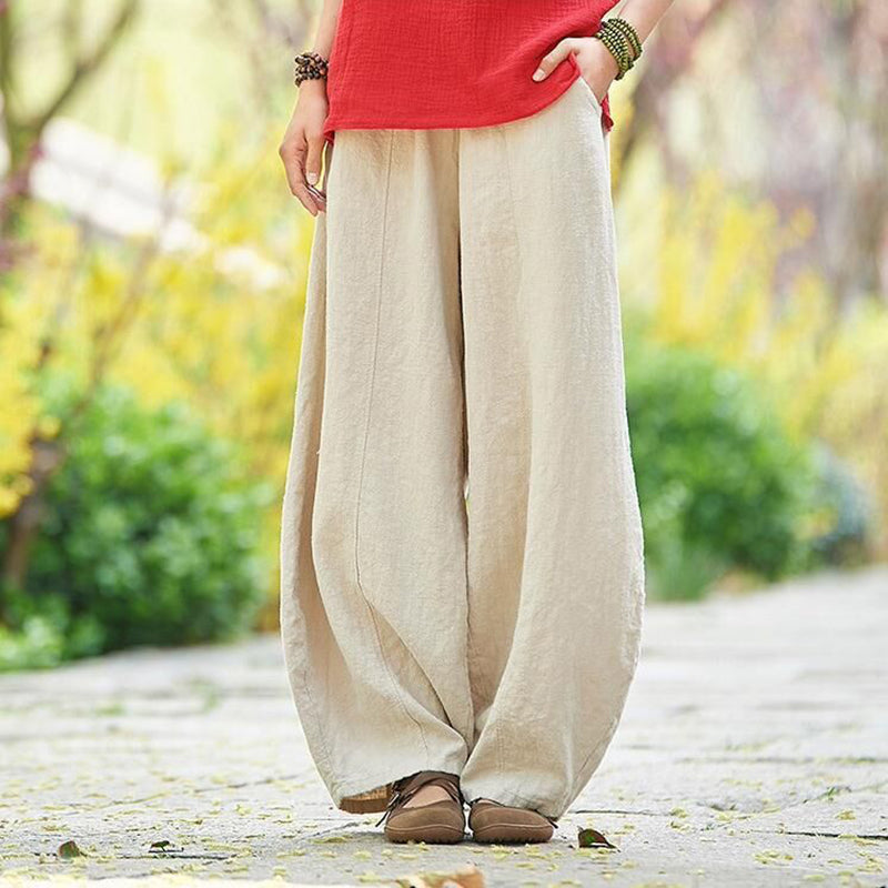 Bernadette - Weite luftige Hose für Damen Beige