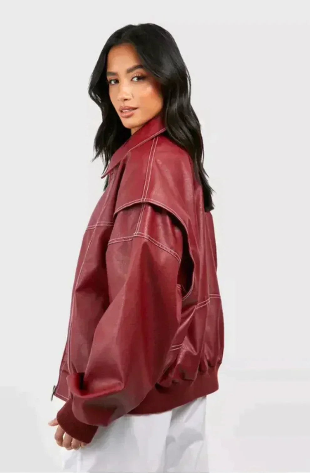 Berta - Trendige Rote Oversize-Jacke  rot 