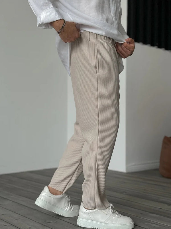 Bertold - Weiche gerippte Hose Herren Entspannte Passform Beige