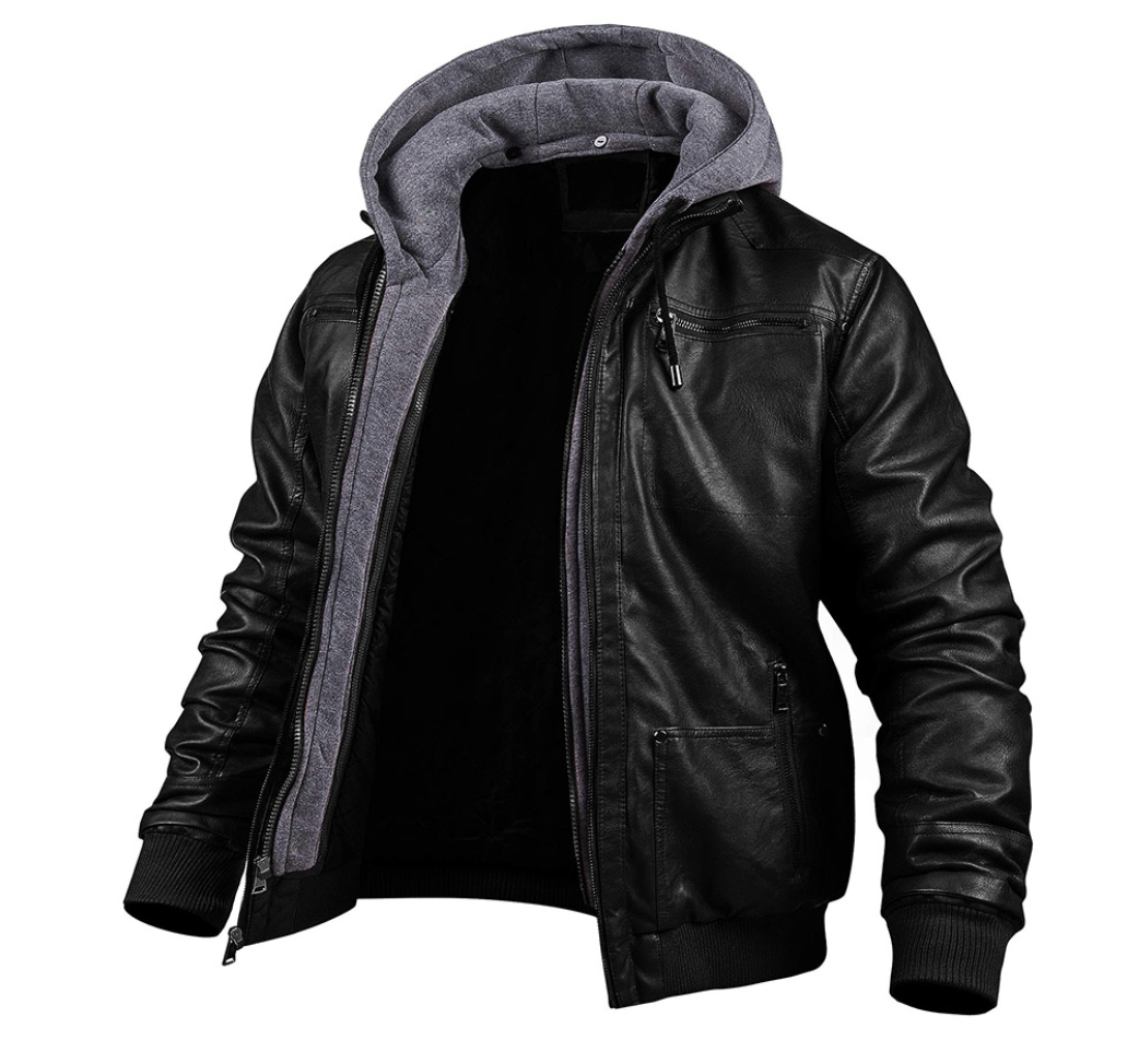 Innozenz - Stilvolle Premium Herren Leder Winterjacke mit Kapuze