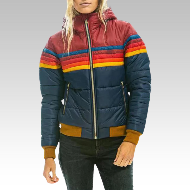 Bina – Damen Regenjacke wetterfest mit Kapuze Marineblau