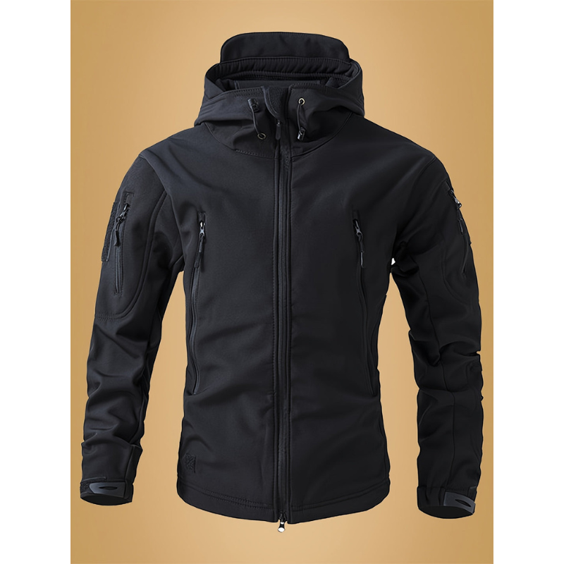 Björn - Herren Softshell Winterjacke Warm Gefüttert Schwarz