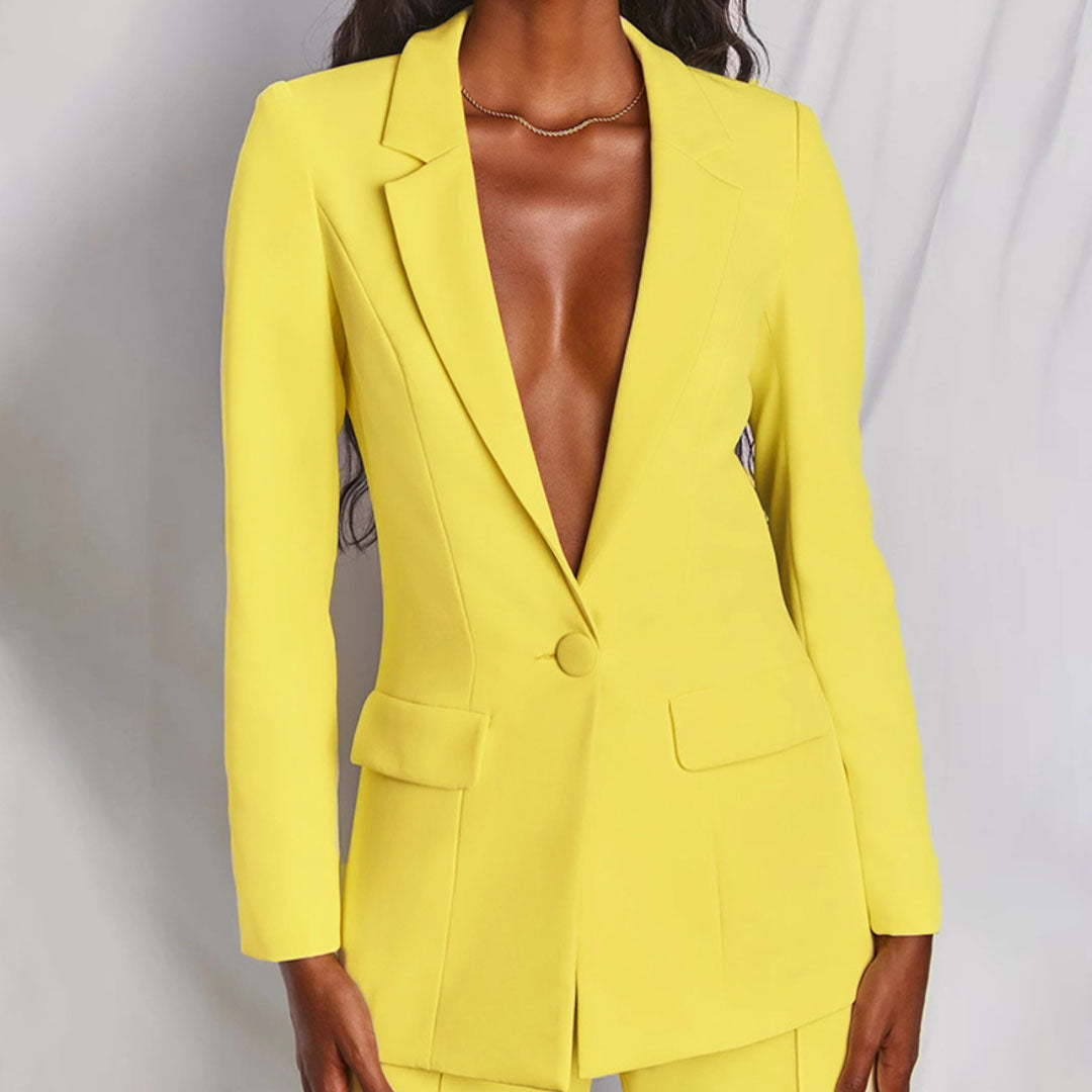 Blanka - Elegantes Blazer und Hosenset Gelb