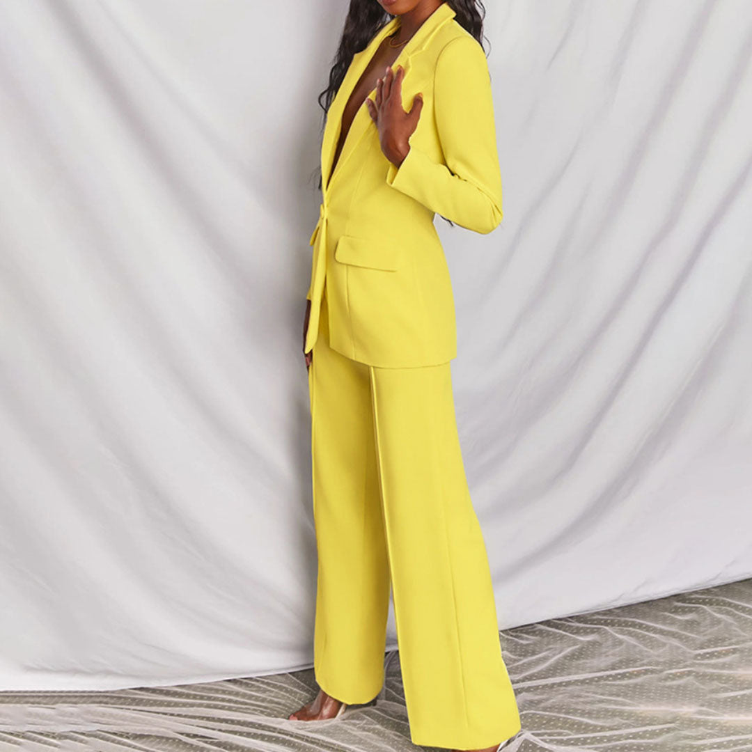 Blanka - Elegantes Blazer und Hosenset Gelb 1