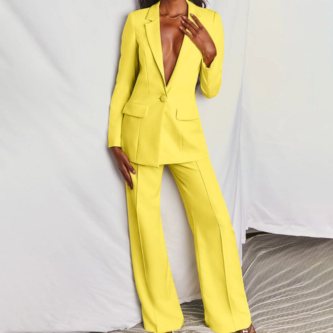 Blanka - Elegantes Blazer und Hosenset Gelb 3