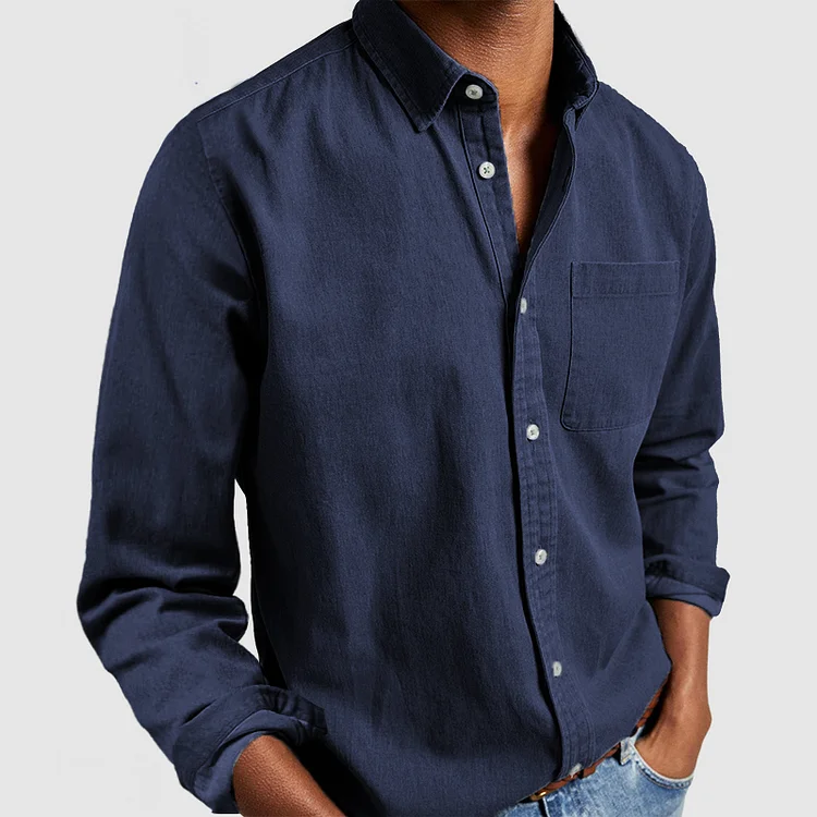 Boris – Jeanshemd Herren Langarm Klassisch Knopfleiste Modern 1