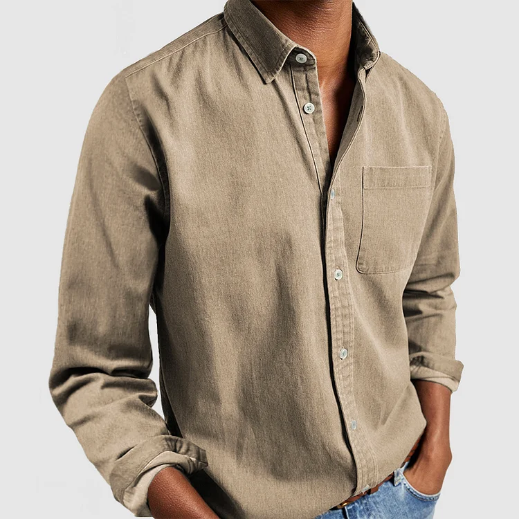 Boris – Jeanshemd Herren Langarm Klassisch Knopfleiste Modern 2