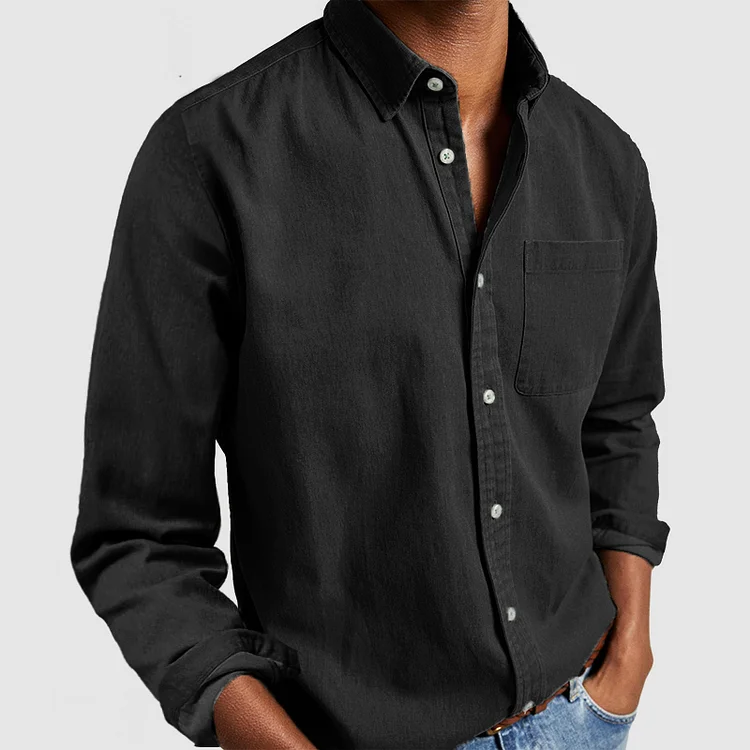 Boris – Jeanshemd Herren Langarm Klassisch Knopfleiste Modern 5