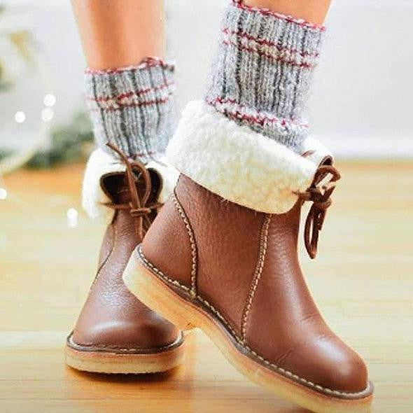 Brigitte - Pelzgefütterte Damenstiefel Braun