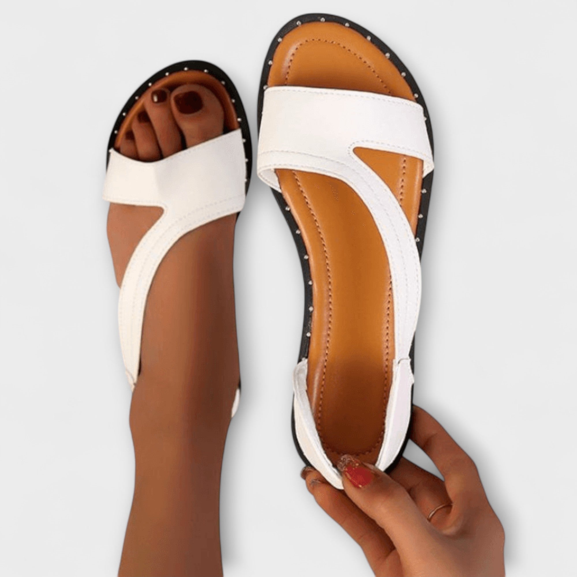 Brunharda - Moderne Sandalen mit Weicher Gummisohle Weiß