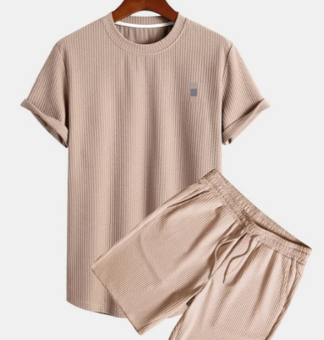 Burkhart - Outfit-Set in Übergröße Hemd und Kurze Hosen Beige