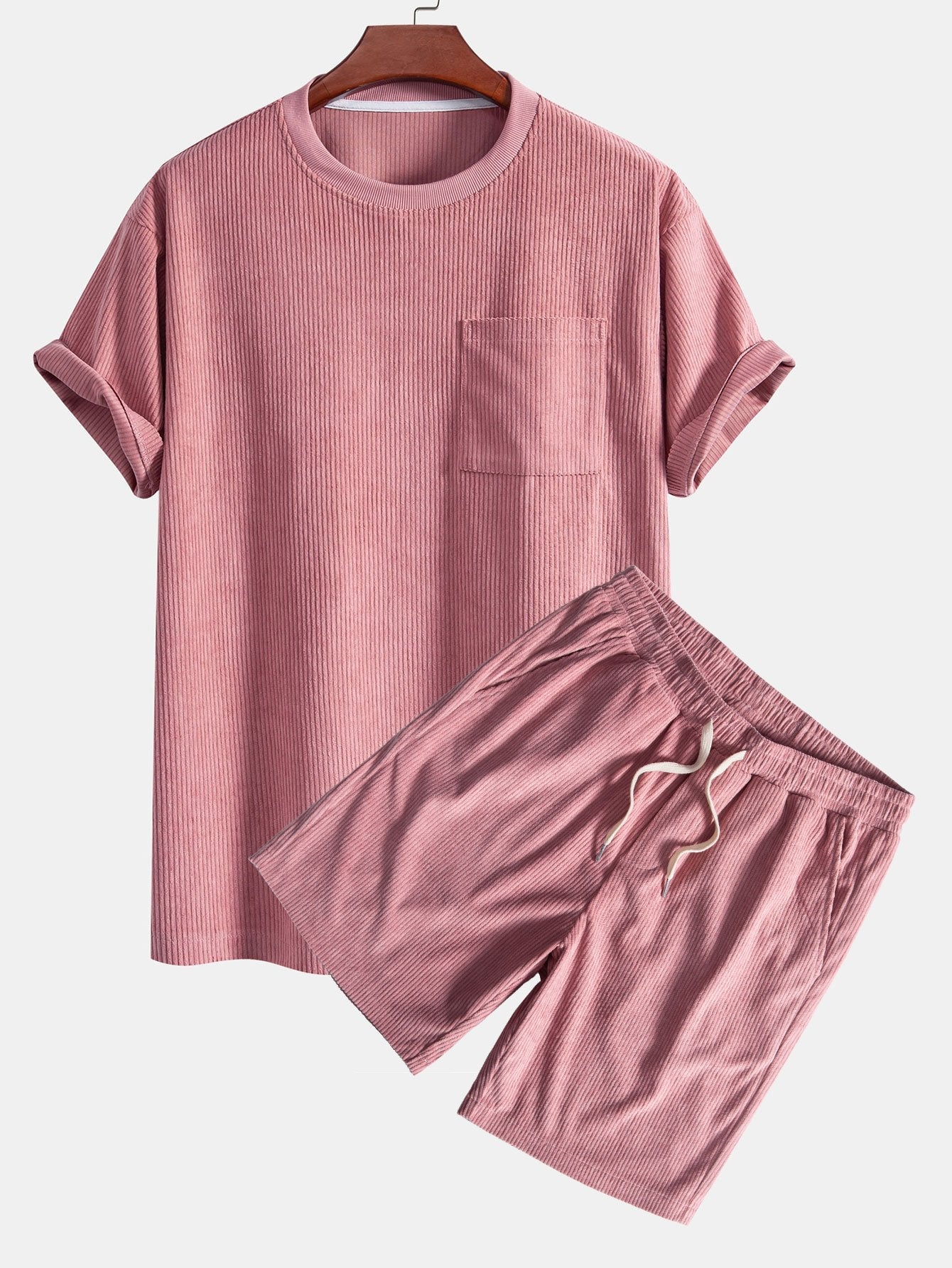 Burkhart - Outfit-Set in Übergröße Hemd und Kurze Hosen Hellrosa