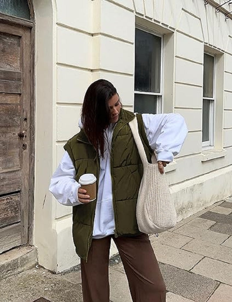 Damiana - Lockere Gefütterte Damen Winterweste mit Reißverschluss