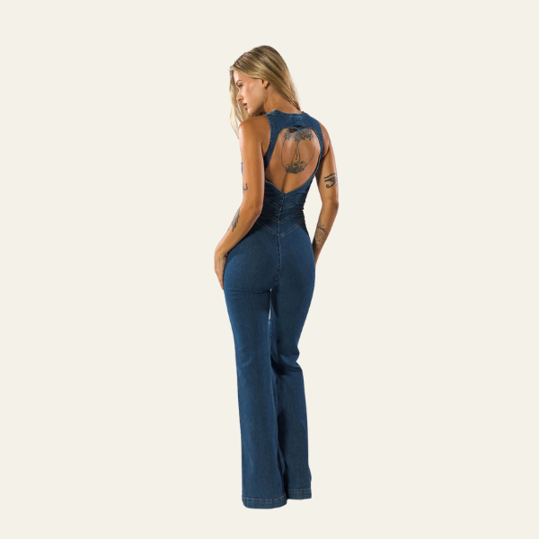 Catharina - Denim-Overall für Damen Hohe Taille Blau 2