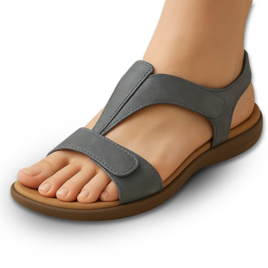 Charlene – Orthopädische Damen-Ledersandalen aus Premium-Material Grau