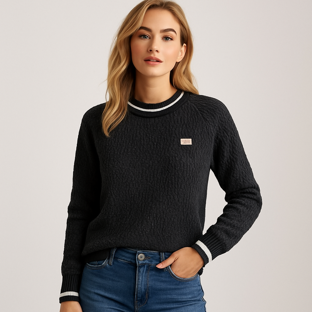 Gitty - Stilvoller Damen Rundhalspullover Grau & Elegant