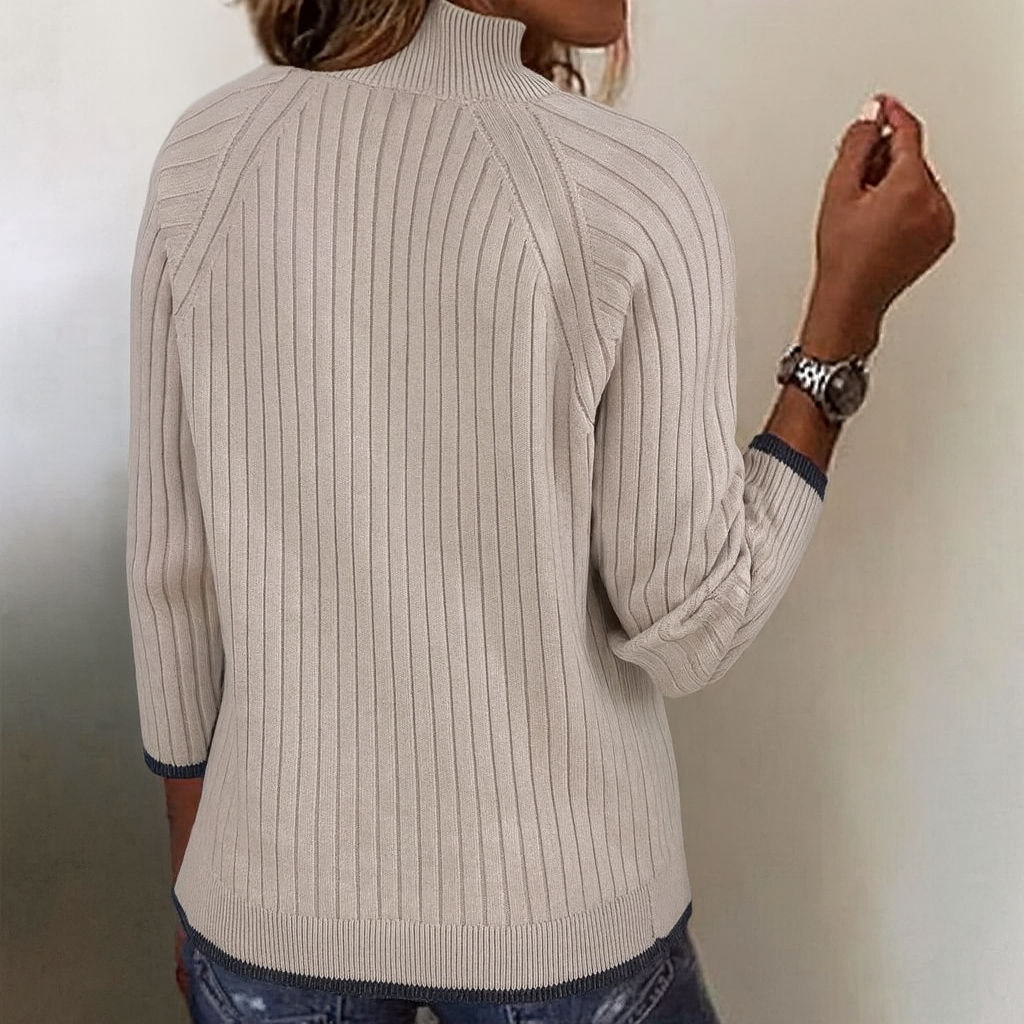 Gerti – Retro-Cardigan mit langen Ärmeln in Beige