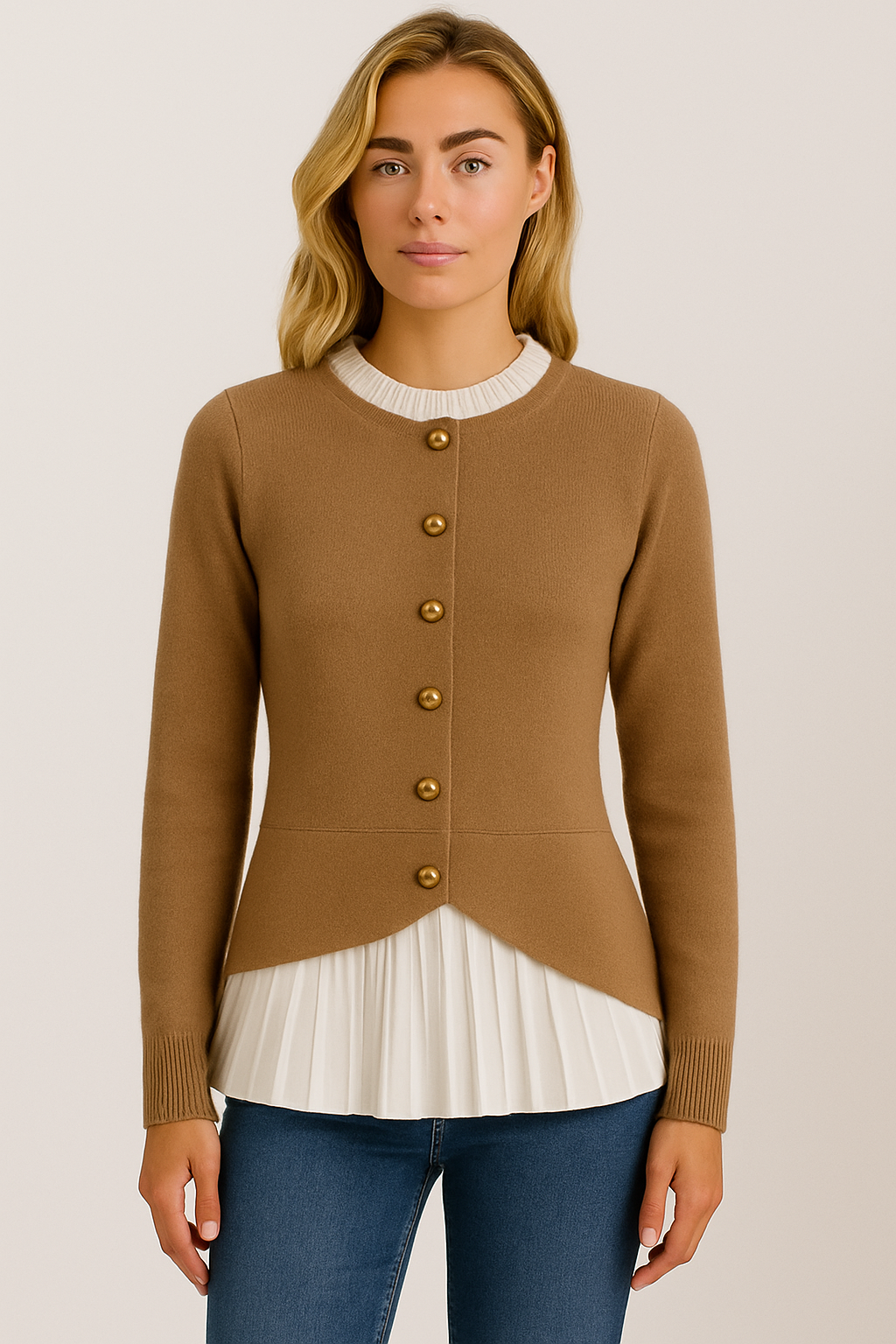 Ferike – Apricot Langarm-Pullover für Damen