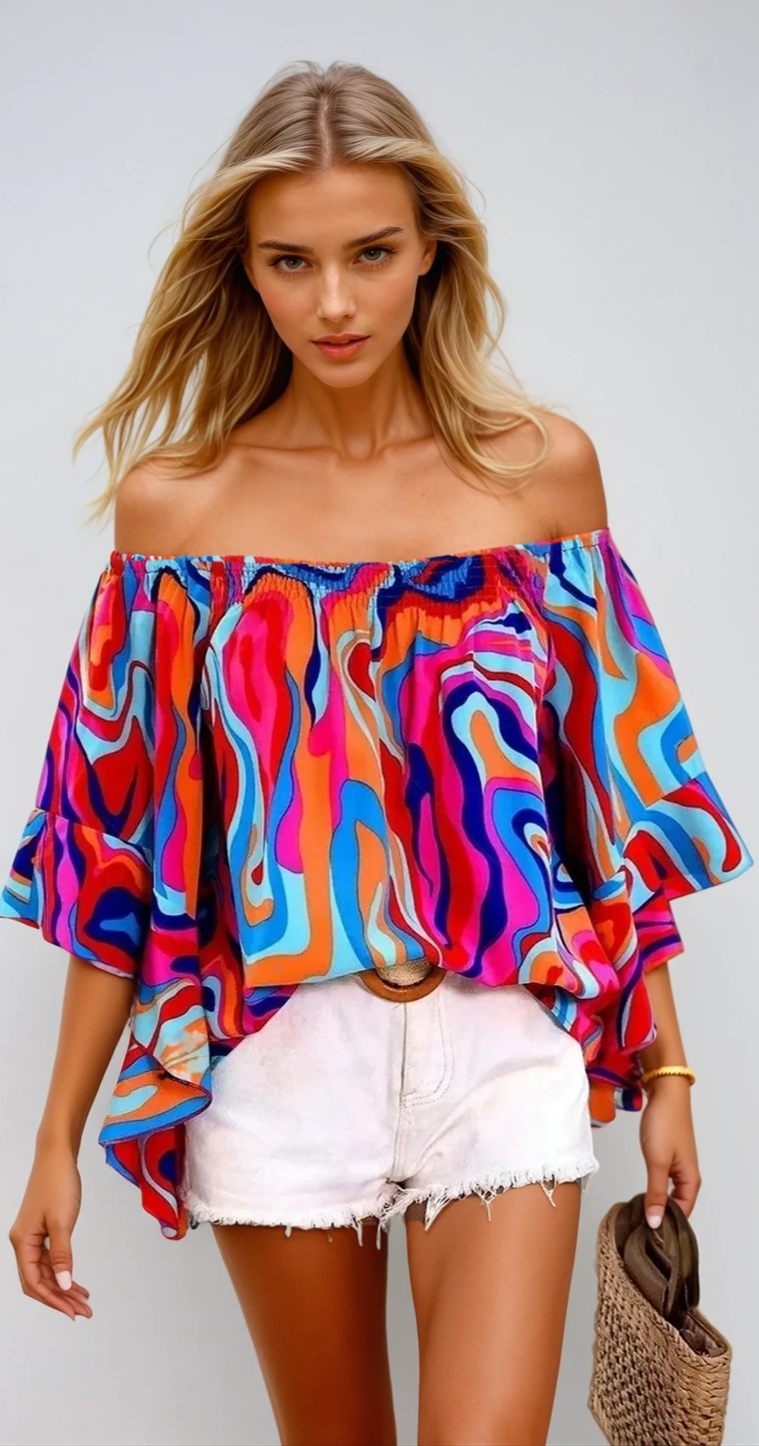 Cornelia – Off-Shoulder Bluse Sommerlich Und Bedruckt 1