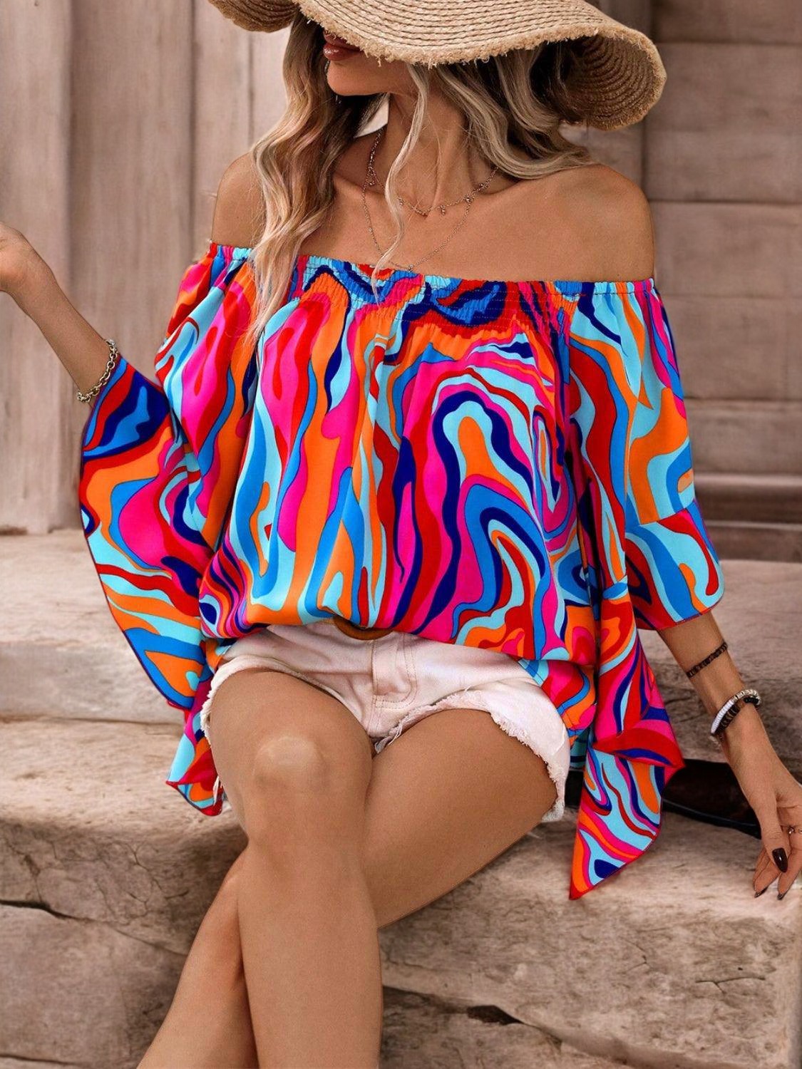 Cornelia – Off-Shoulder Bluse Sommerlich Und Bedruckt 5