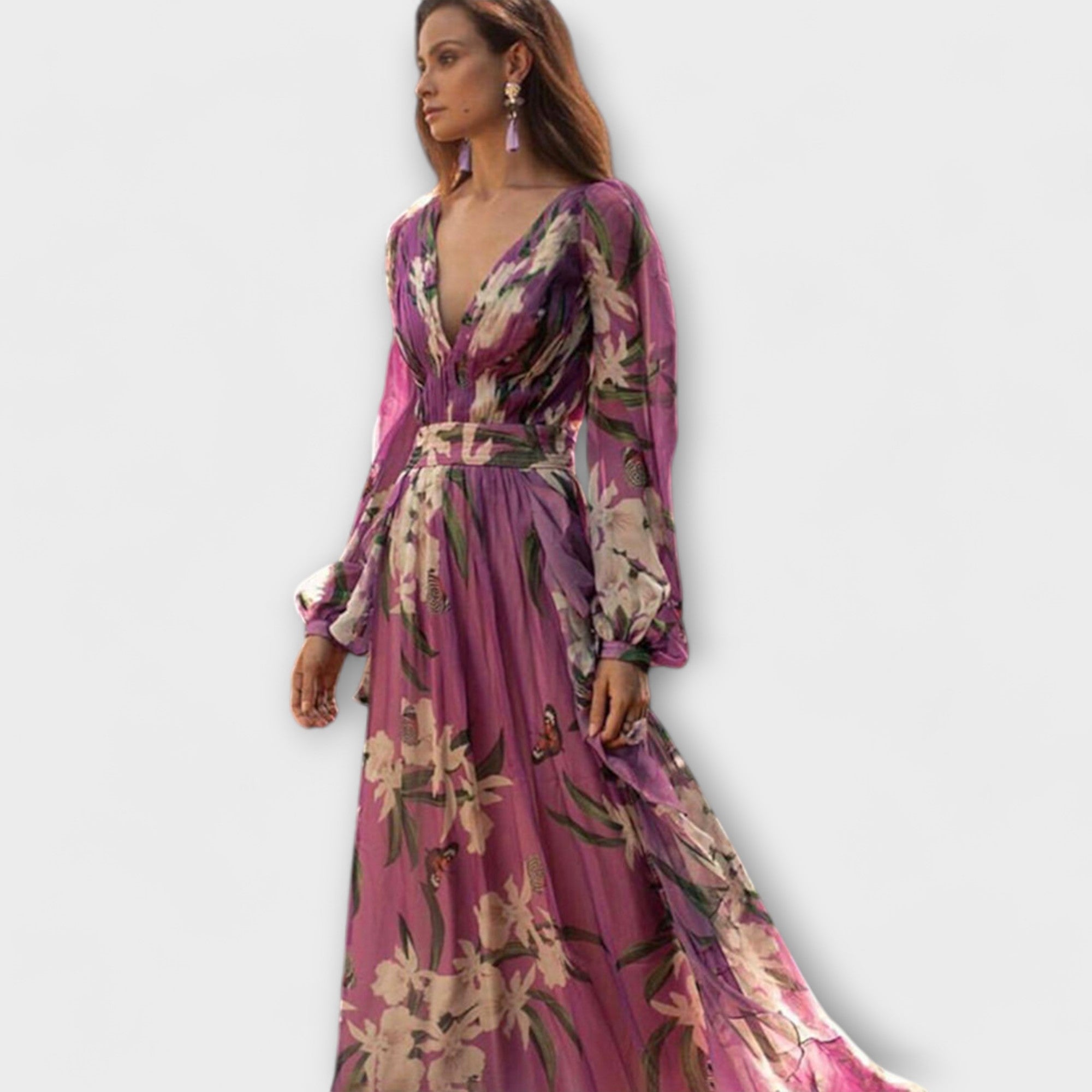Cyra - Hochwertiges elegantes Maxikleid Lila 2