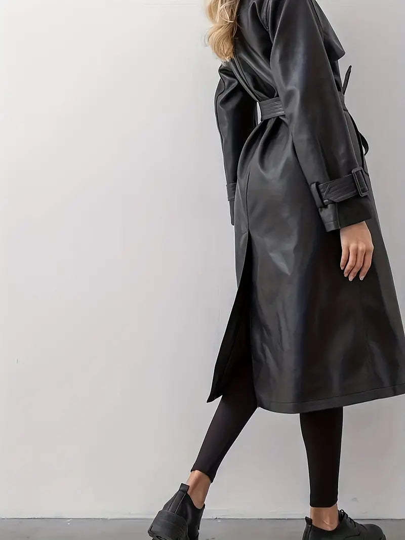 Cyrillus - Damen Trenchcoat Lang Modisch Taillengürtel Schwarz 1