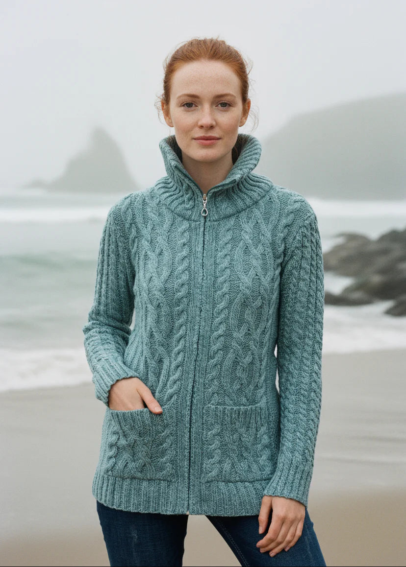 Caroline - Claddagh Reißverschluss-Cardigan für Damen