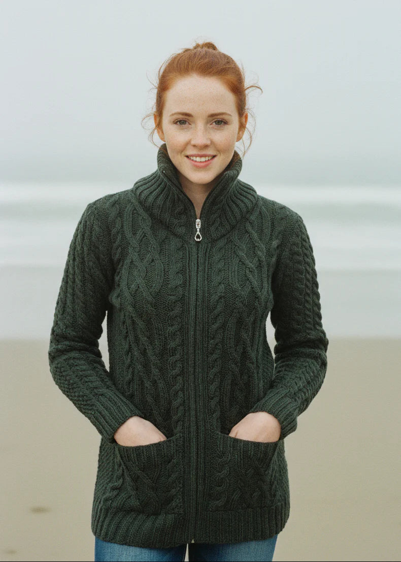 Caroline - Claddagh Reißverschluss-Cardigan für Damen