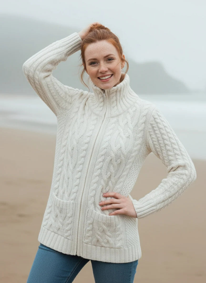 Caroline - Claddagh Reißverschluss-Cardigan für Damen