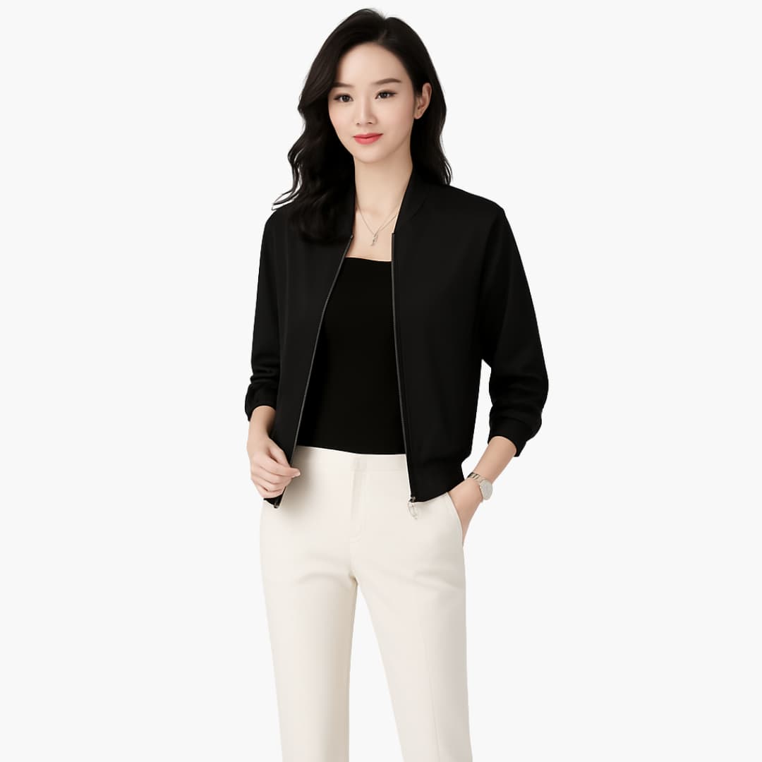 Ninette - Damen Bomberjacke mit Reißverschluss & Rippbund