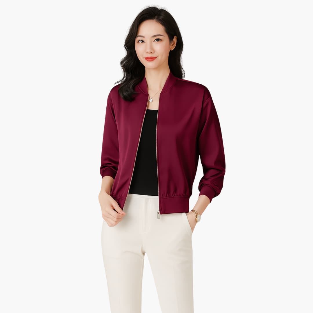Ninette - Damen Bomberjacke mit Reißverschluss & Rippbund