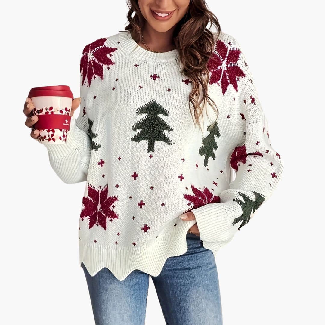 Nina - Damen Strickpullover mit festlichem Muster